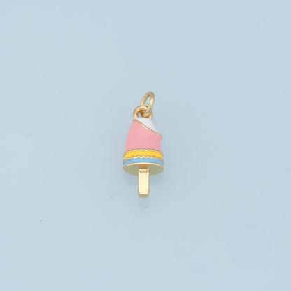 Ice Cream Charms,18K Gold Filled Enamel Ice Cream Pendant,Cute Ice Cream Charm Bracelet Necklace for DIY Jewelry Making Suppl