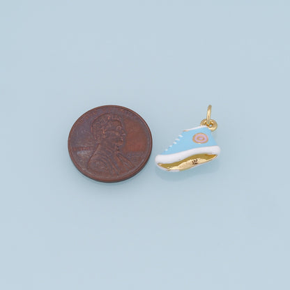 Gold Shoe Charms,18K Gold Filled Enamel Shoe Pendant,Cute Shoe Charm Bracelet Necklace for DIY Jewelry Making Supply