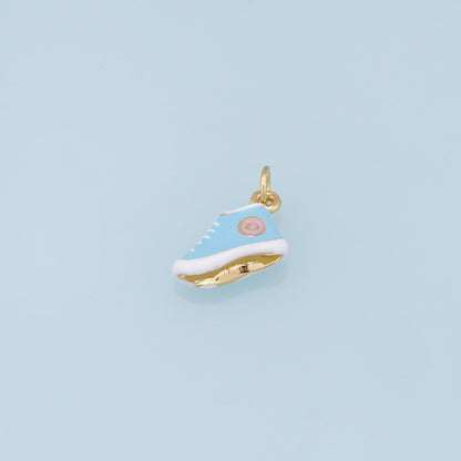 Gold Shoe Charms,18K Gold Filled Enamel Shoe Pendant,Cute Shoe Charm Bracelet Necklace for DIY Jewelry Making Supply