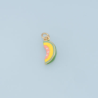 Cartoon Watermelon Charms,18K Gold Filled Enamel Watermelon Pendant,Kawaii Charm Bracelet Necklace for DIY Jewelry Making Supply