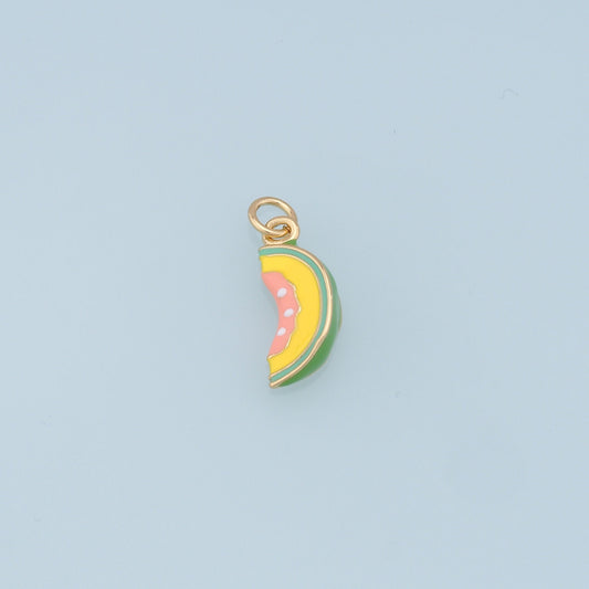 Cartoon Watermelon Charms,18K Gold Filled Enamel Watermelon Pendant,Kawaii Charm Bracelet Necklace for DIY Jewelry Making Supply