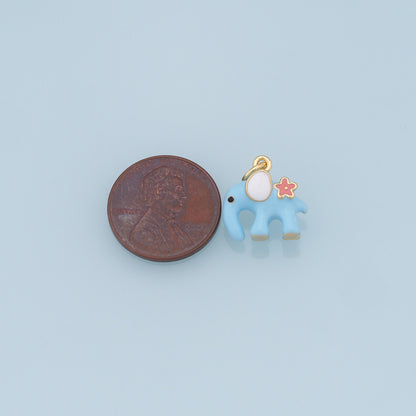 Cute Elephant Charms,18K Gold Filled Enamel Elephant Pendant,Kawaii Charm Bracelet Necklace for DIY Jewelry Making Supply