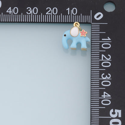 Cute Elephant Charms,18K Gold Filled Enamel Elephant Pendant,Kawaii Charm Bracelet Necklace for DIY Jewelry Making Supply