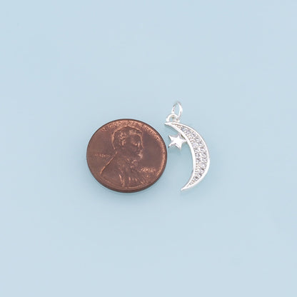 Gold Moon Star Charms,18K Gold Filled CZ Sun Pendant,Celestial Charm Bracelet Necklace for DIY Jewelry Making Supply