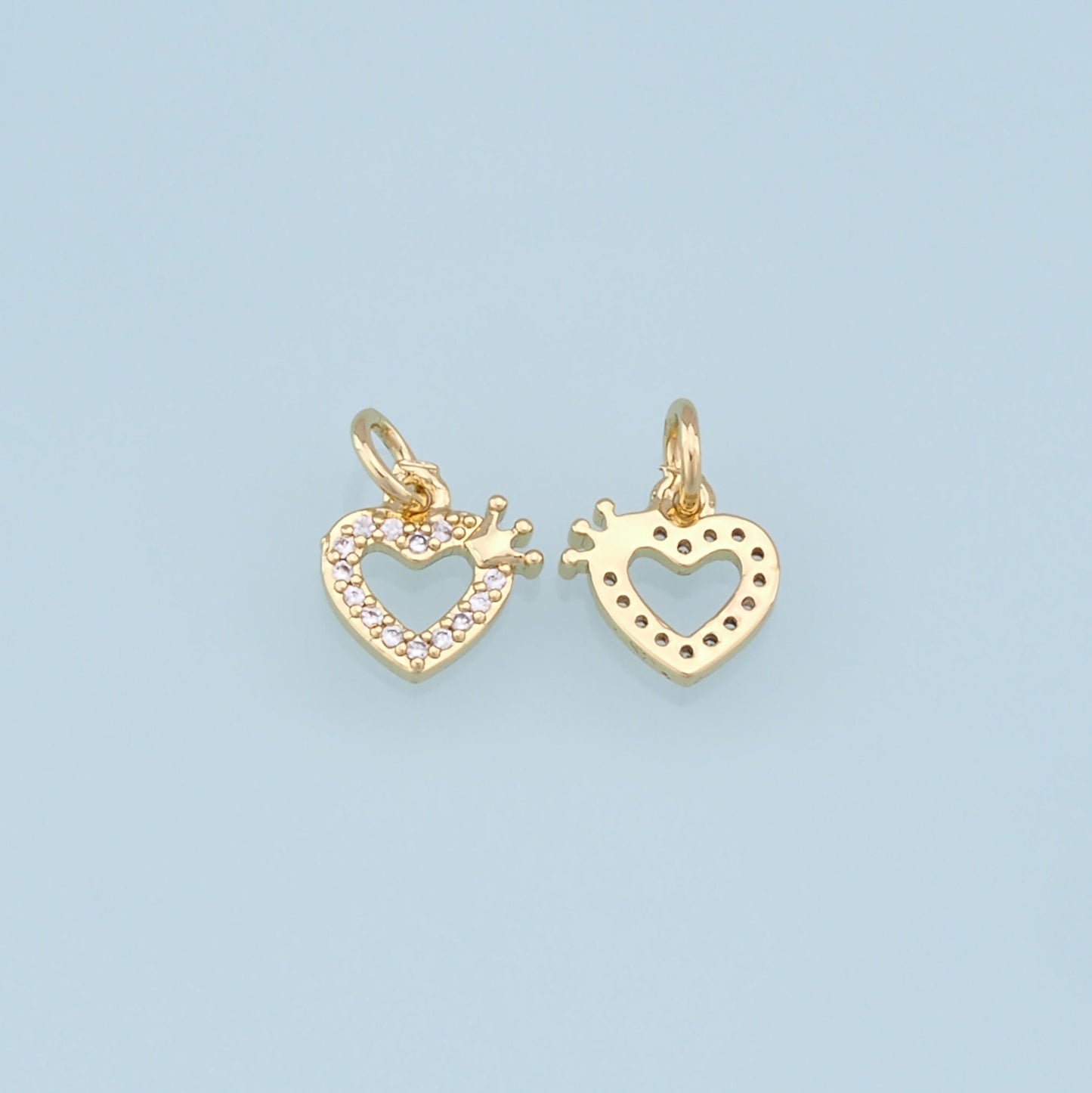 Gold Crown Heart Charms,18K Gold Filled Heart Pendant,Heart Charm Bracelet Necklace for DIY Jewelry Making Supply