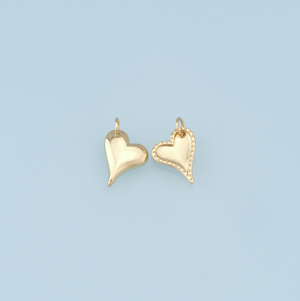 Gold Heart Charms,18K Gold Filled Heart Pendant,Heart Charm Bracelet Necklace for DIY Jewelry Making Supply