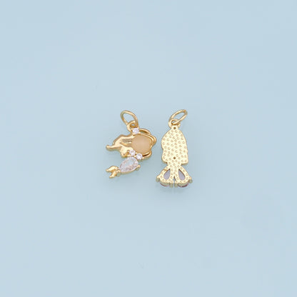18K Gold Filled Boy Girl Pendant,Boy Girl Charm Bracelet Necklace for DIY Jewelry Making Supply
