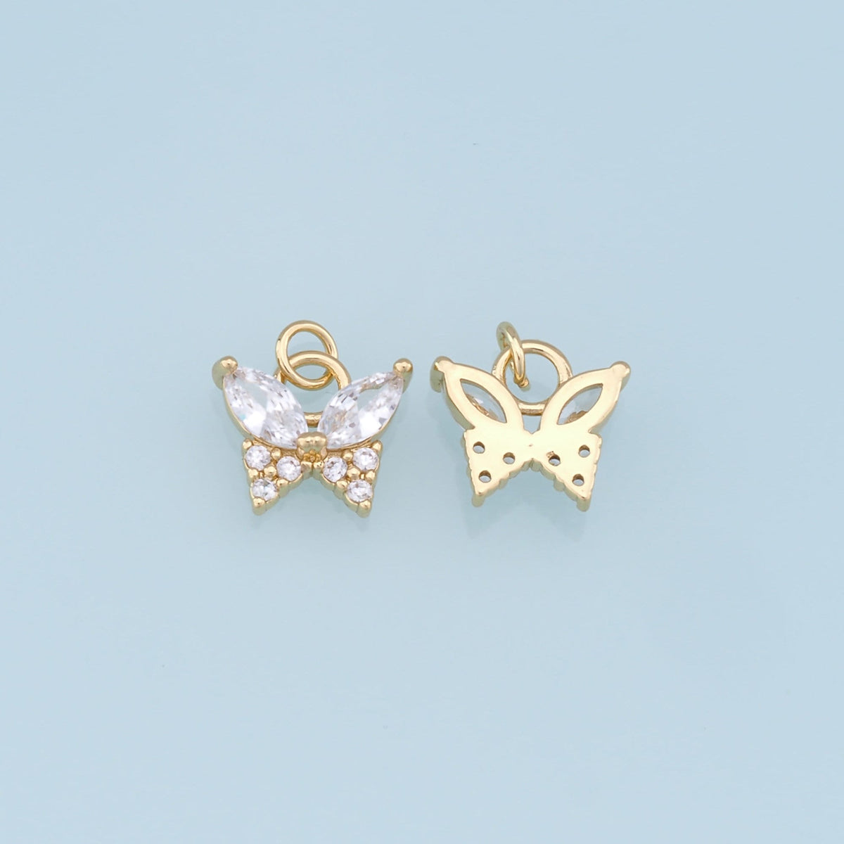 Gold Butterfly Charms,18K Gold Filled Enamel Butterfly Pendant,CZ Micro Pave Butterfly Charm Bracelet Necklace for DIY Jewelr
