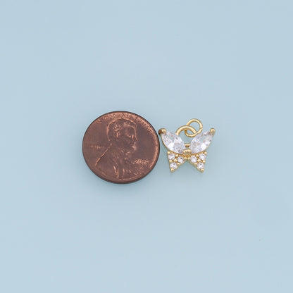 Gold Butterfly Charms,18K Gold Filled Enamel Butterfly Pendant,CZ Micro Pave Butterfly Charm Bracelet Necklace for DIY Jewelr