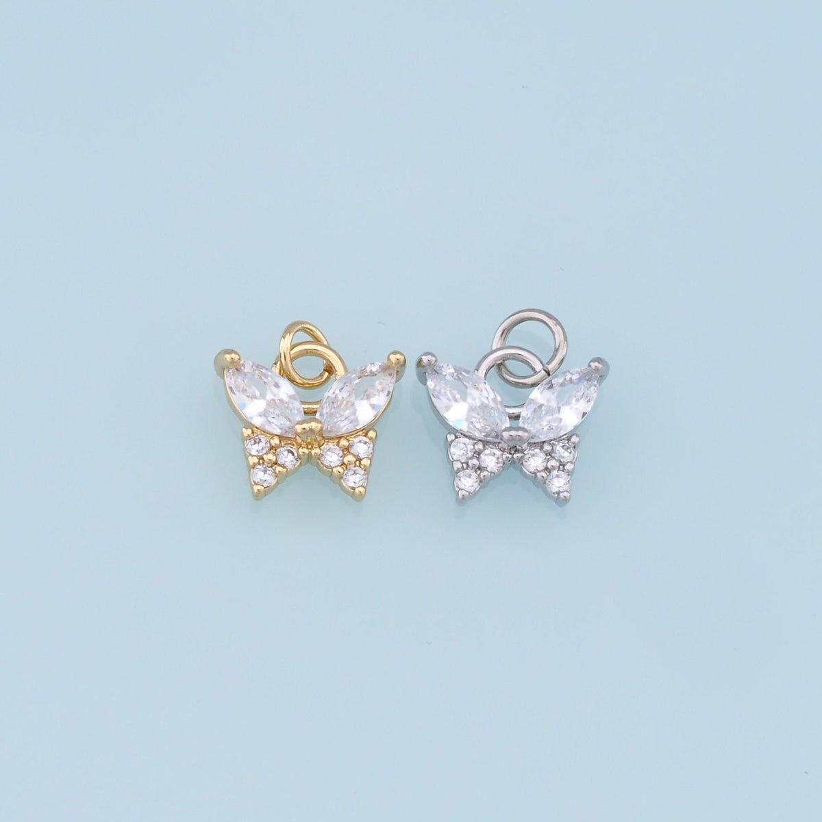 Gold Butterfly Charms,18K Gold Filled Enamel Butterfly Pendant,CZ Micro Pave Butterfly Charm Bracelet Necklace for DIY Jewelr