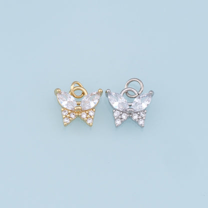 Gold Butterfly Charms,18K Gold Filled Enamel Butterfly Pendant,CZ Micro Pave Butterfly Charm Bracelet Necklace for DIY Jewelr