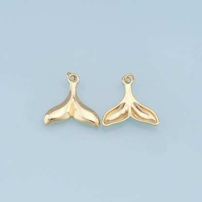 Gold Mermaid  Charms,18K Gold Filled Tail Pendant,Mermaid Tail Charm Bracelet Necklace for DIY Jewelry Making Supply