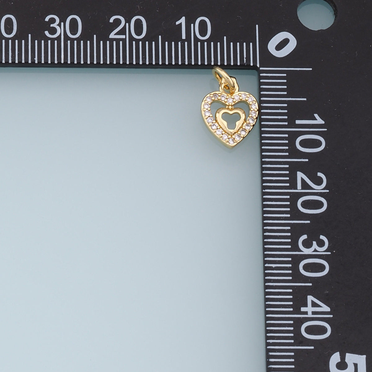18K Gold Filled Cubic Zirconia Heart Charm Pendant for Jewelry Making