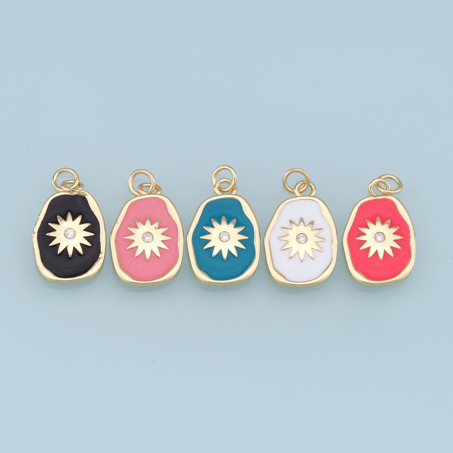Gold Star Charms,18K Gold Filled Enamel Starburst Pendant,North Star Charm Bracelet Necklace for DIY Jewelry Making Supply