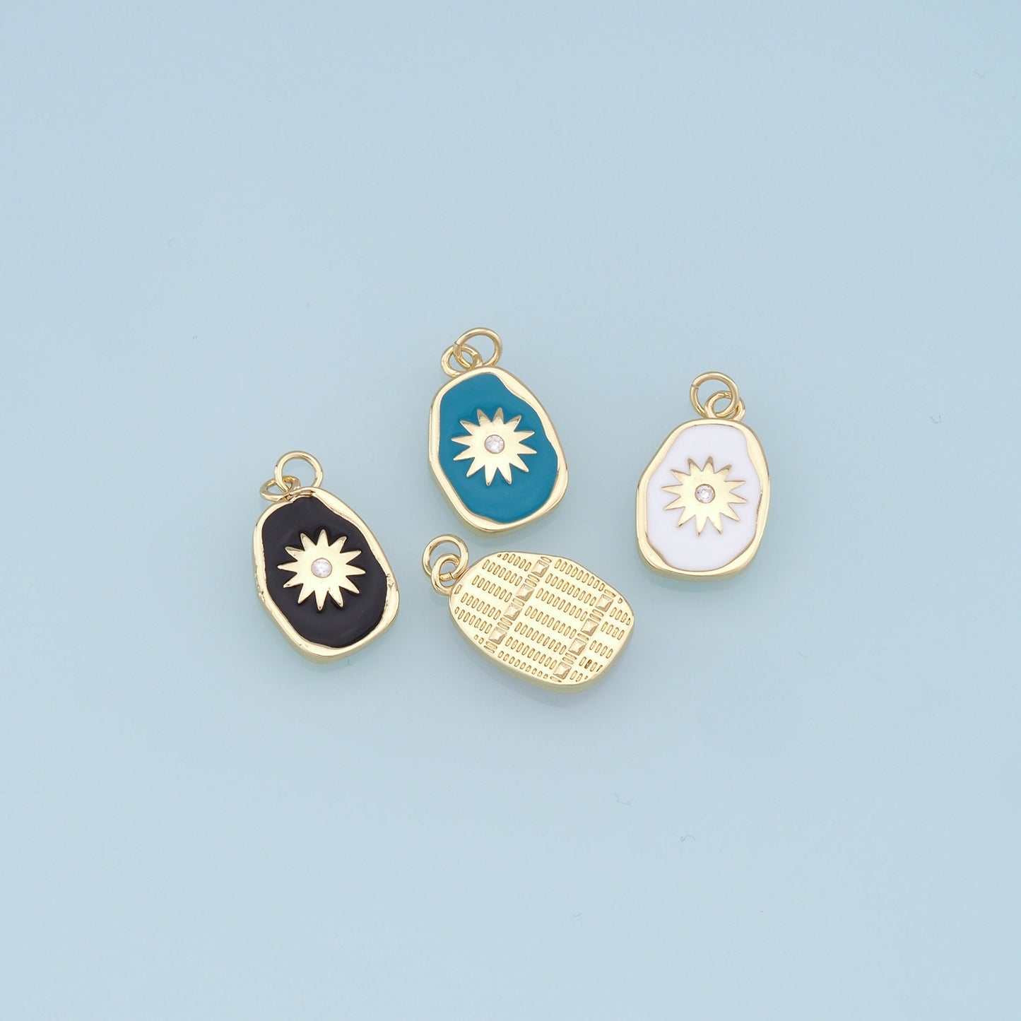 Gold Star Charms,18K Gold Filled Enamel Starburst Pendant,North Star Charm Bracelet Necklace for DIY Jewelry Making Supply