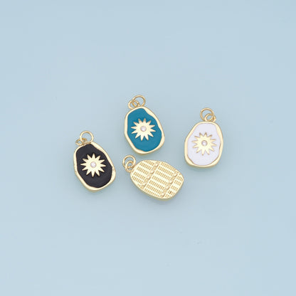 Gold Star Charms,18K Gold Filled Enamel Starburst Pendant,North Star Charm Bracelet Necklace for DIY Jewelry Making Supply