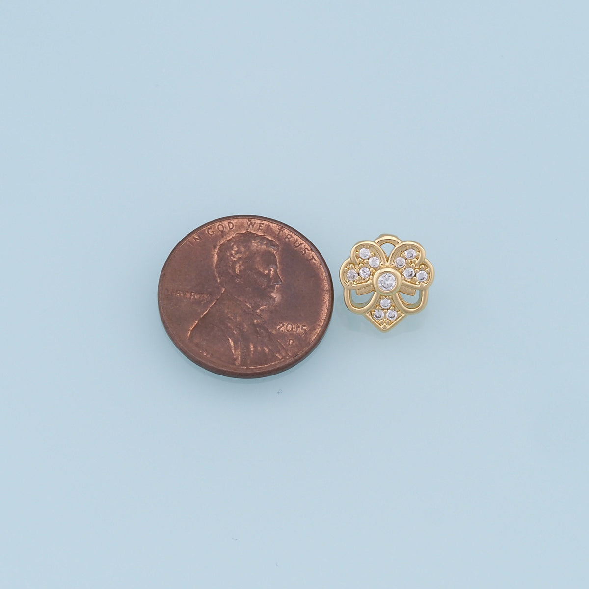 Gold Flower Charms,18K Gold Filled CZ flower Pendant,Silver flower Charm Bracelet Necklace for DIY Jewelry Making Supply