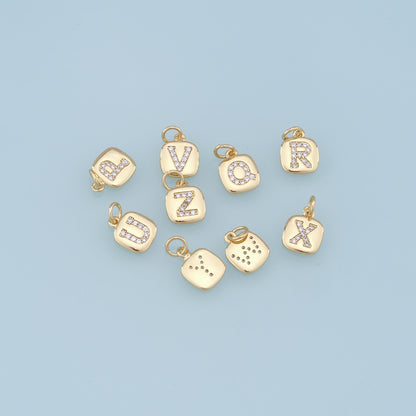 Gold letter Charms,18K Gold Filled letter Pendant,initial Charm Bracelet Necklace for DIY Jewelry Making Supply