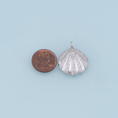 Gold Shell Charms,18K Gold Filled Conch Shell Pendant,CZ Micro Pave Shell Charm Bracelet Necklace for DIY Jewelry Making Supply