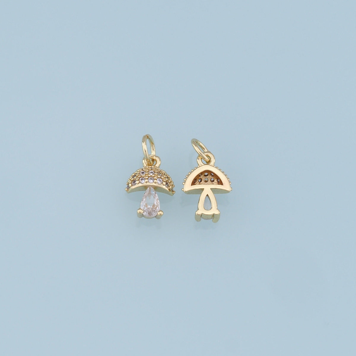 Gold mushroom Charms,18K Gold Filled mushroom Pendant,Silver mushroom Charm Bracelet Necklace for DIY Jewelry Making Supply