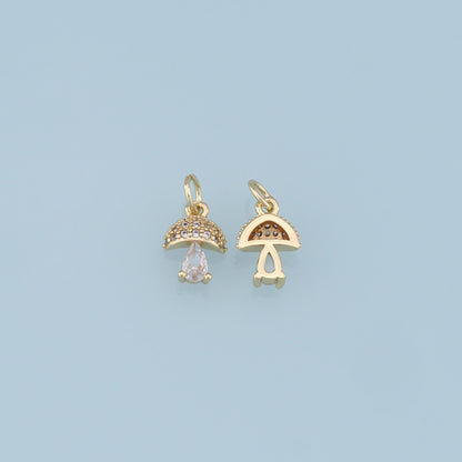Gold mushroom Charms,18K Gold Filled mushroom Pendant,Silver mushroom Charm Bracelet Necklace for DIY Jewelry Making Supply