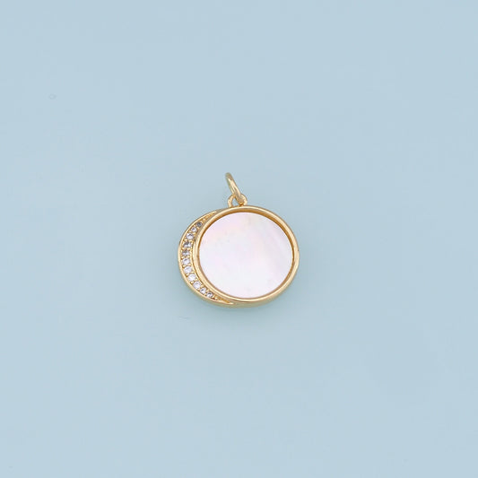 Gold Round Charms,18K Gold Filled CZ Round Pendant,Round Charm Bracelet Necklace for DIY Jewelry Making Supply