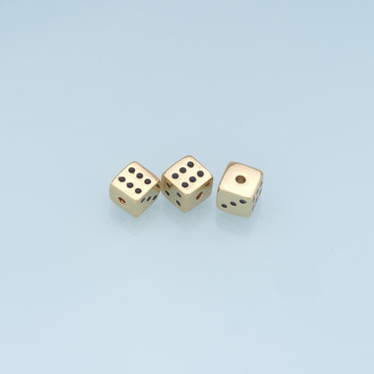 Gold Dice Beads Charms,18K Gold Filled Dice spacer beads,Dice Charms Bracelet Necklace for DIY Jewelry Making Supply