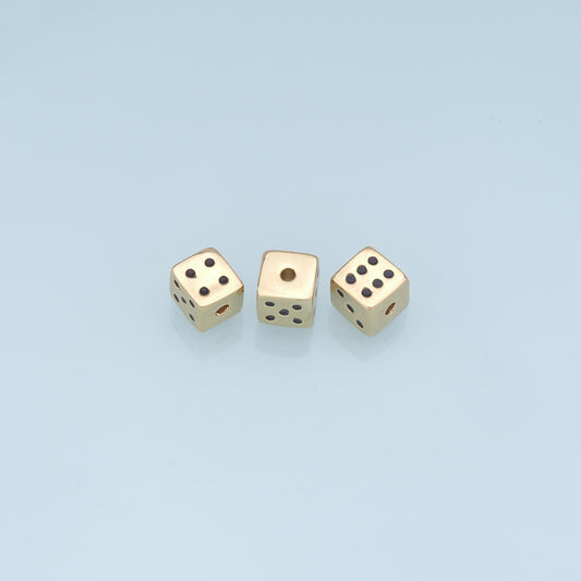 Gold Dice Beads Charms,18K Gold Filled Dice spacer beads,Dice Charms Bracelet Necklace for DIY Jewelry Making Supply