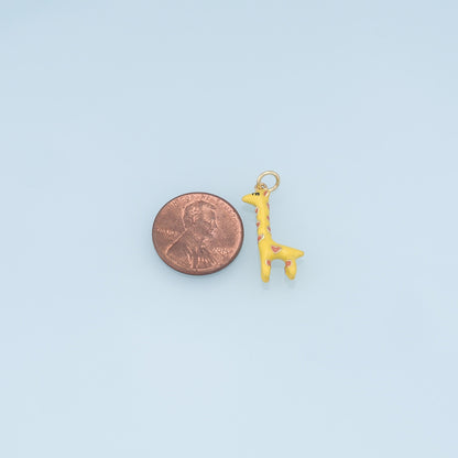 Cute Giraffe Charms,18K Gold Filled Enamel Giraffe Pendant,Kawaii Charm Bracelet Necklace for DIY Jewelry Making Supply