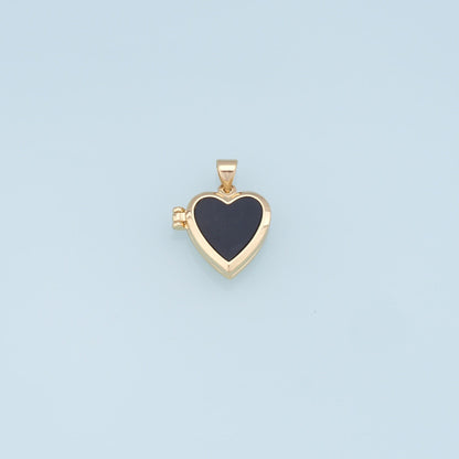 Gold Heart Charms,18K Gold Filled Heart Pendant,Black Heart Charm Bracelet Necklace for DIY Jewelry Making Supply