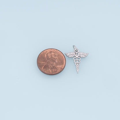 Gold Wings Cross Charms,18K Gold Filled CZ Micro Pave Wings Pendant, Angel Charm Bracelet Necklace for DIY Jewelry Making Supply