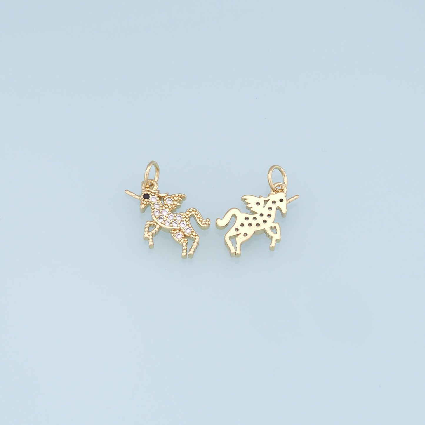 Gold Unicorn Charms,18K Gold Filled CZ Unicorn Pendant,Unicorn Charm Bracelet Necklace for DIY Jewelry Making Supply