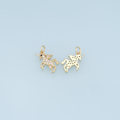 Gold Unicorn Charms,18K Gold Filled CZ Unicorn Pendant,Unicorn Charm Bracelet Necklace for DIY Jewelry Making Supply