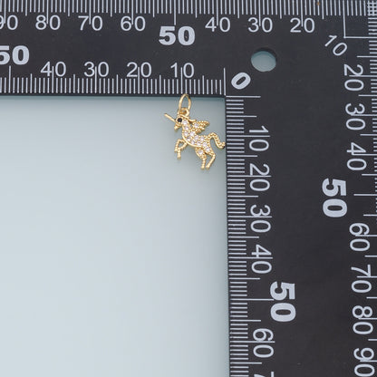 Gold Unicorn Charms,18K Gold Filled CZ Unicorn Pendant,Unicorn Charm Bracelet Necklace for DIY Jewelry Making Supply