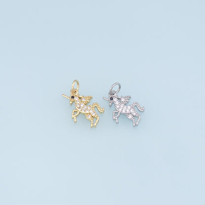 Gold Unicorn Charms,18K Gold Filled CZ Unicorn Pendant,Unicorn Charm Bracelet Necklace for DIY Jewelry Making Supply