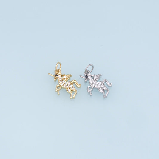 Gold Unicorn Charms,18K Gold Filled CZ Unicorn Pendant,Unicorn Charm Bracelet Necklace for DIY Jewelry Making Supply