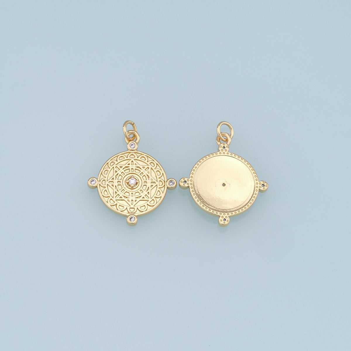 Gold David Star Charms,18K Gold Filled Round Pendant,Star Charm Bracelet Necklace for DIY Jewelry Making Supply