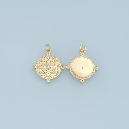 Gold David Star Charms,18K Gold Filled Round Pendant,Star Charm Bracelet Necklace for DIY Jewelry Making Supply