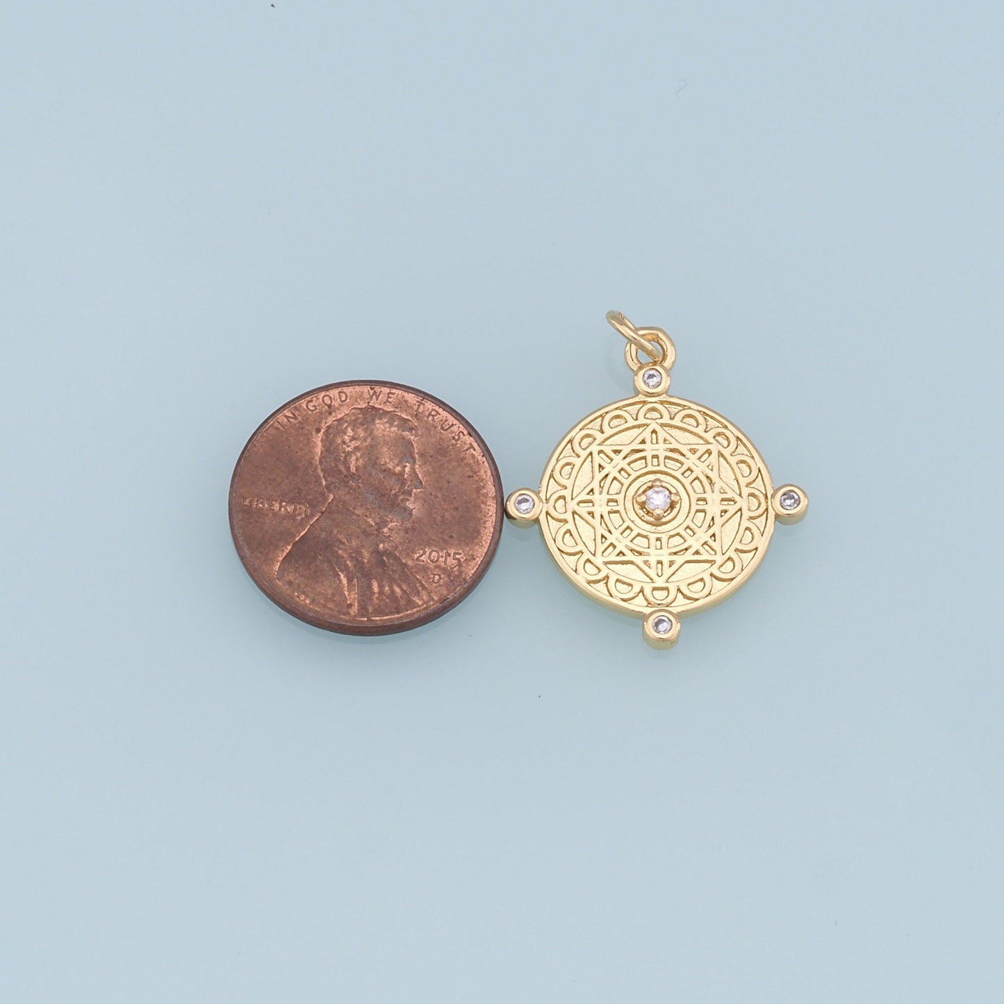 Gold David Star Charms,18K Gold Filled Round Pendant,Star Charm Bracelet Necklace for DIY Jewelry Making Supply