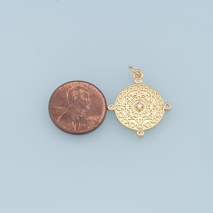 Gold David Star Charms,18K Gold Filled Round Pendant,Star Charm Bracelet Necklace for DIY Jewelry Making Supply