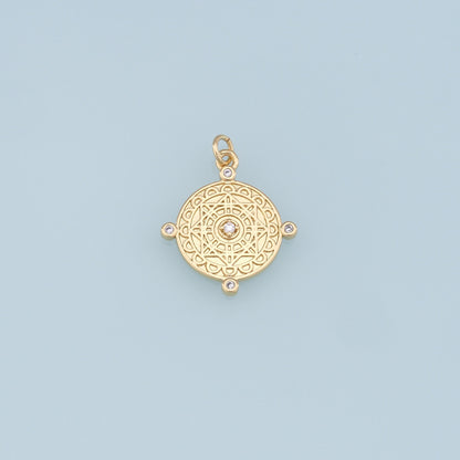 Gold David Star Charms,18K Gold Filled Round Pendant,Star Charm Bracelet Necklace for DIY Jewelry Making Supply