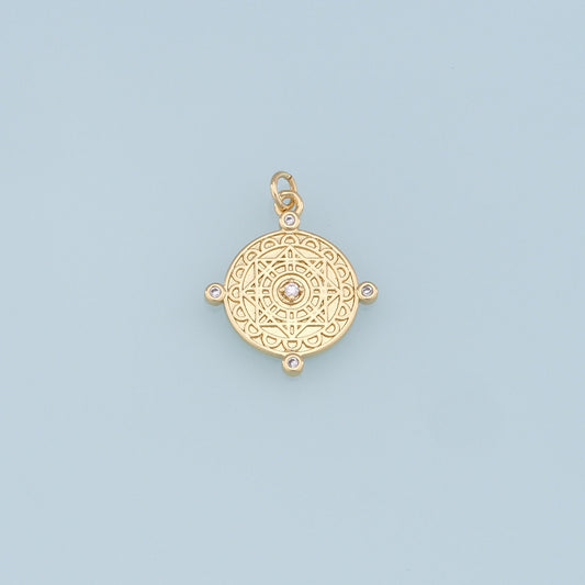 Gold David Star Charms,18K Gold Filled Round Pendant,Star Charm Bracelet Necklace for DIY Jewelry Making Supply