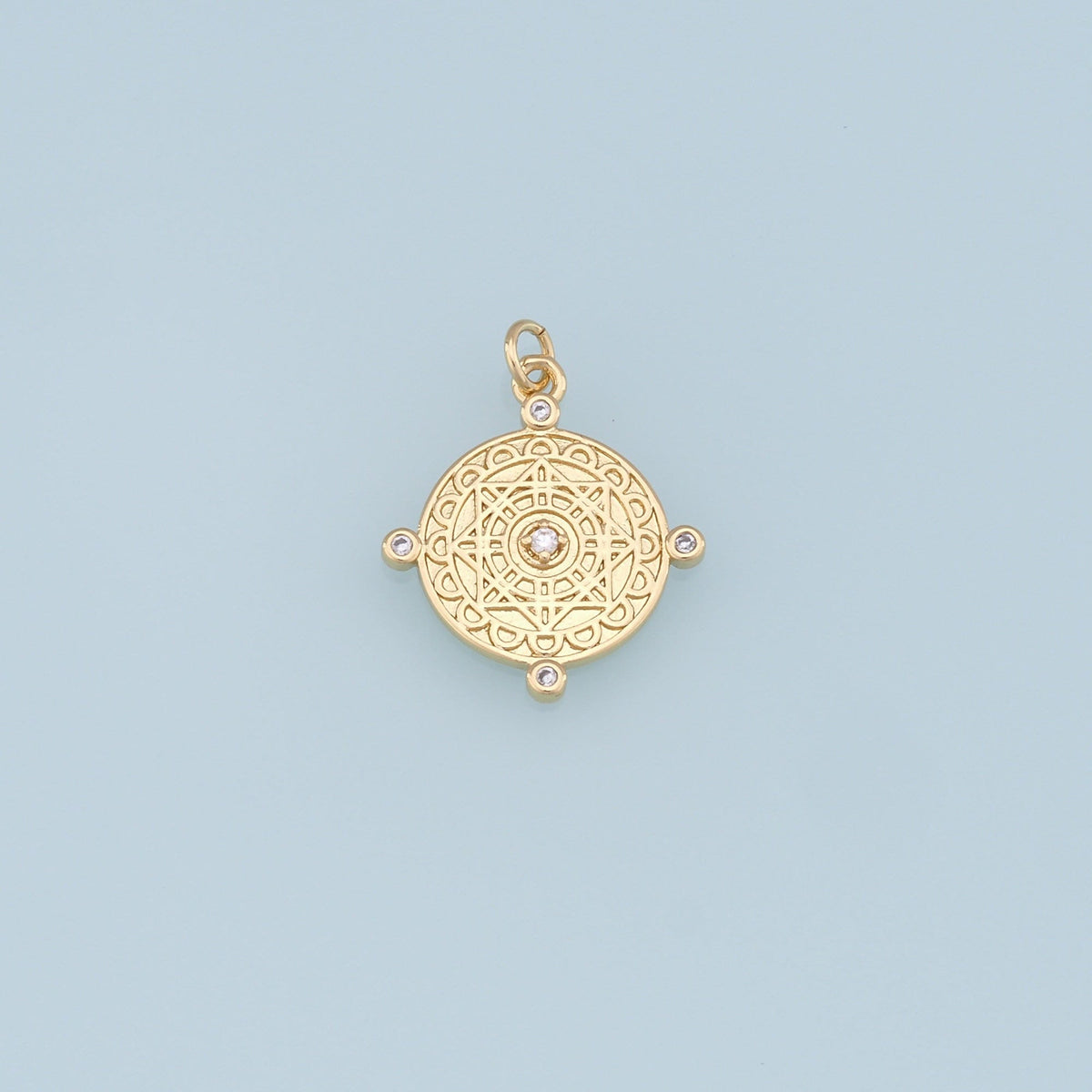 Gold David Star Charms,18K Gold Filled Round Pendant,Star Charm Bracelet Necklace for DIY Jewelry Making Supply