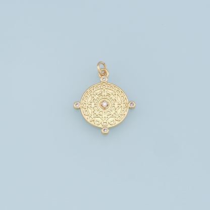 Gold David Star Charms,18K Gold Filled Round Pendant,Star Charm Bracelet Necklace for DIY Jewelry Making Supply