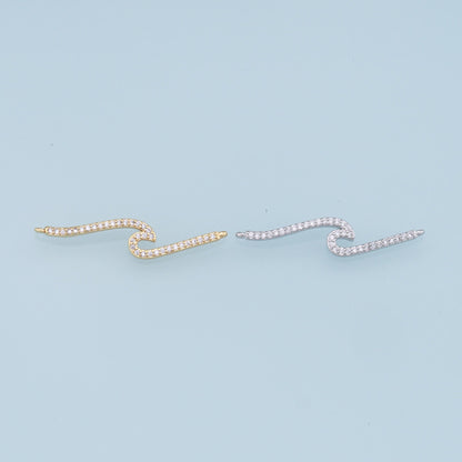 Gold Wave Connector Charms,18K Gold Filled CZ Wave Pendant,Wave Charm Bracelet Necklace for DIY Jewelry Making Supply