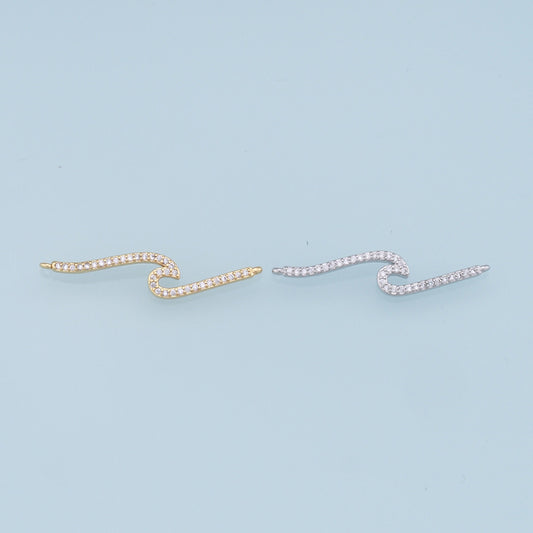 Gold Wave Connector Charms,18K Gold Filled CZ Wave Pendant,Wave Charm Bracelet Necklace for DIY Jewelry Making Supply