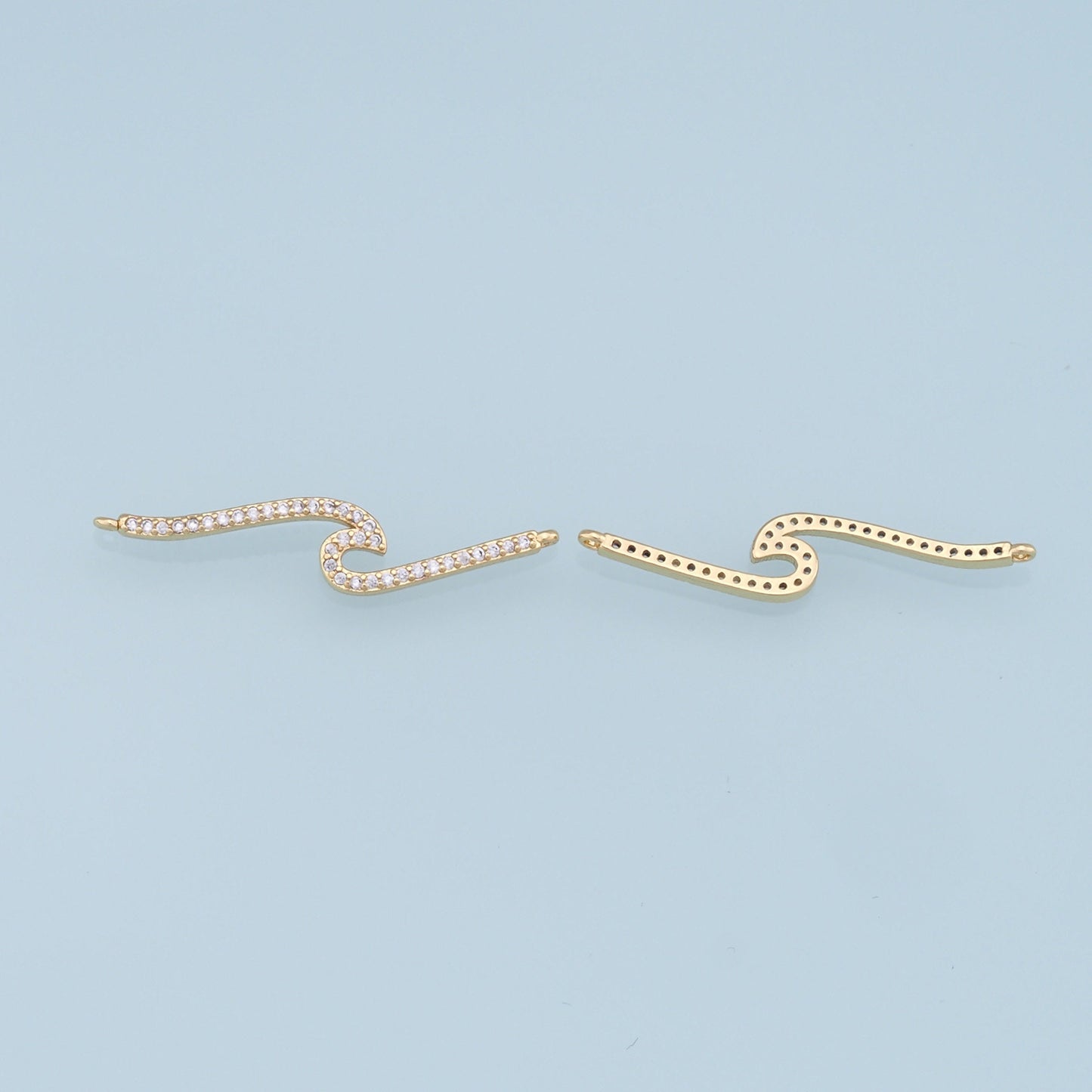 Gold Wave Connector Charms,18K Gold Filled CZ Wave Pendant,Wave Charm Bracelet Necklace for DIY Jewelry Making Supply