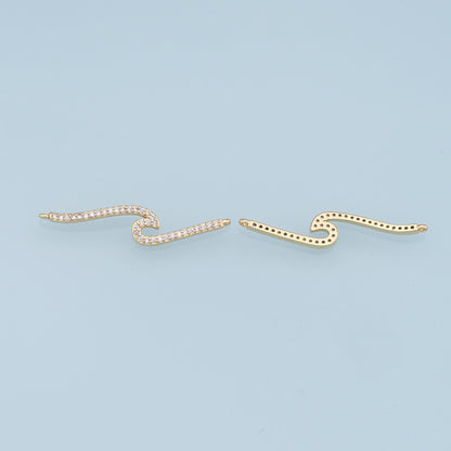 Gold Wave Connector Charms,18K Gold Filled CZ Wave Pendant,Wave Charm Bracelet Necklace for DIY Jewelry Making Supply