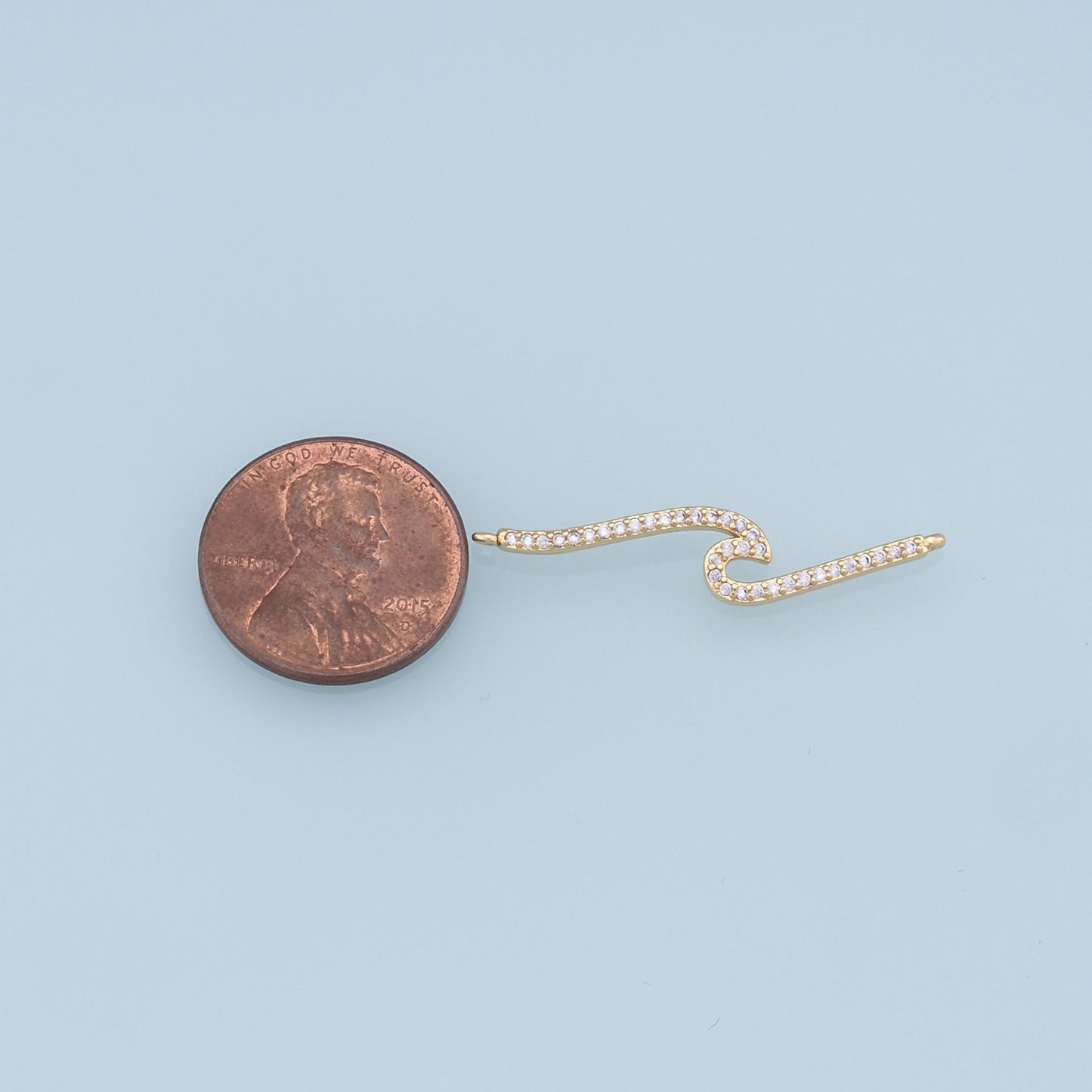 Gold Wave Connector Charms,18K Gold Filled CZ Wave Pendant,Wave Charm Bracelet Necklace for DIY Jewelry Making Supply
