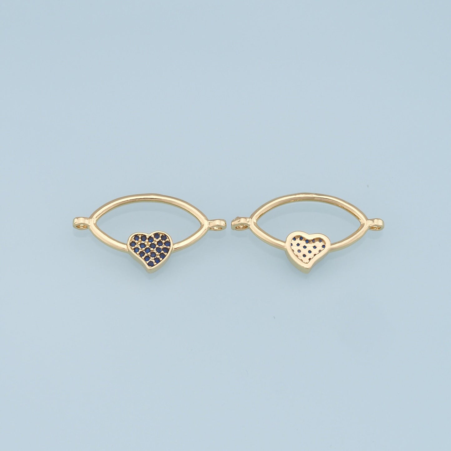 Gold Oval Heart Connector Charms,18K Gold Filled CZ Heart Pendant,Heart Charm Bracelet Necklace for DIY Jewelry Making Supply